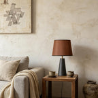 Norvani Modern Bedside Table Lamp – Linen Shade, Black Metal Base