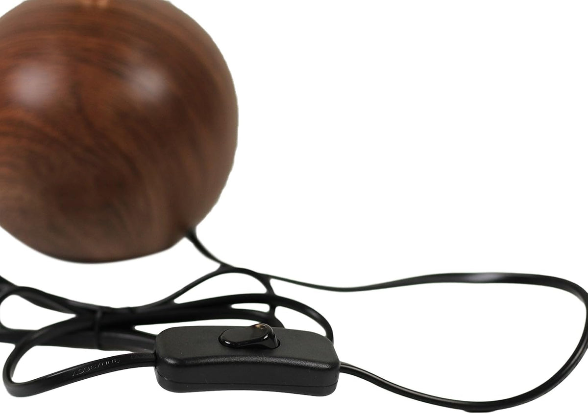 Norvani Ceramic Globe Table Lamp – Walnut Base, Beige Shade