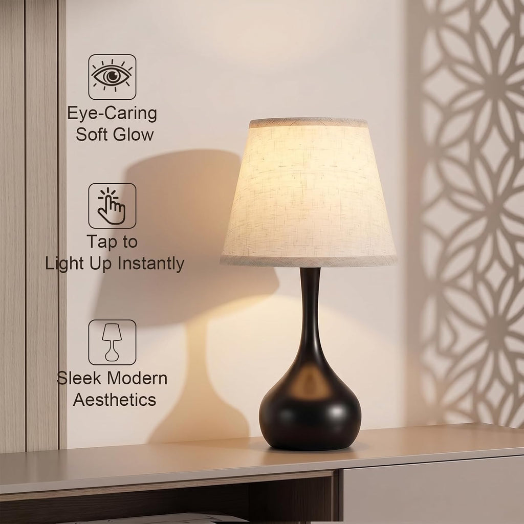Norvani Touch Bedside Table Lamp – 3-Way Dimmable with Fabric Shade