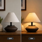 Norvani Farmhouse Ceramic Table Lamp – Black Base, Linen Shade