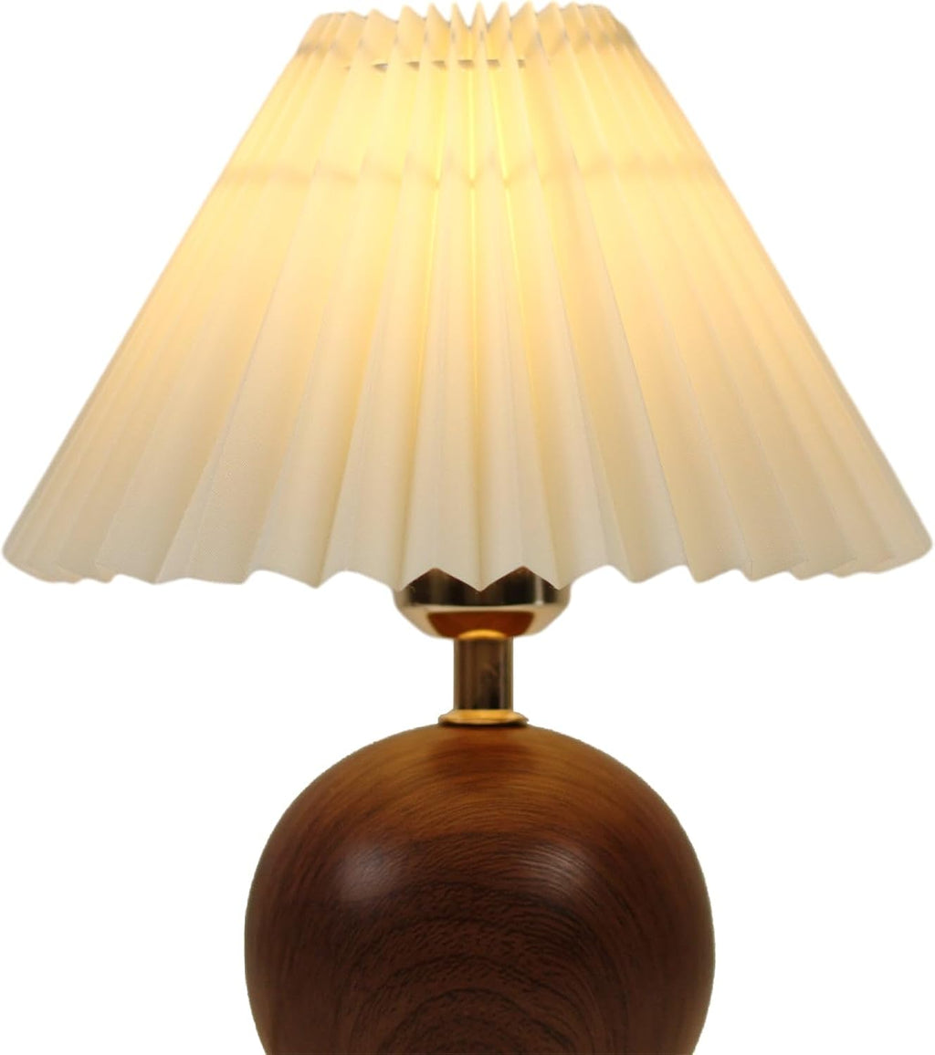 Norvani Ceramic Globe Table Lamp – Walnut Base, Beige Shade