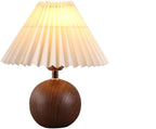 Norvani Ceramic Globe Table Lamp – Walnut Base, Beige Shade