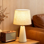 Norvani Modern Bedside Table Lamp – Linen Shade, Black Metal Base