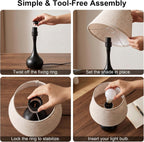 Norvani Touch Bedside Table Lamp – 3-Way Dimmable with Fabric Shade