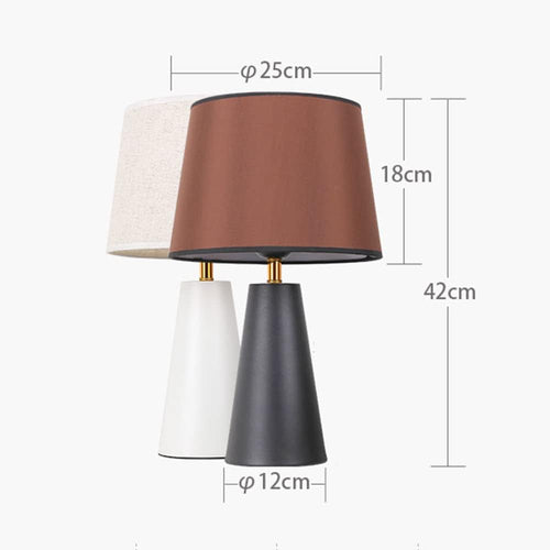 Norvani Modern Bedside Table Lamp – Linen Shade, Black Metal Base