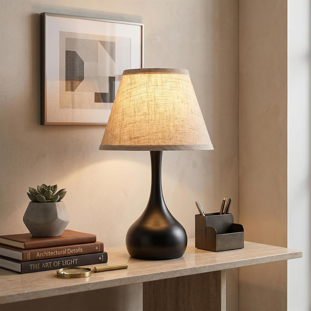 Norvani Touch Bedside Table Lamp – 3-Way Dimmable with Fabric Shade