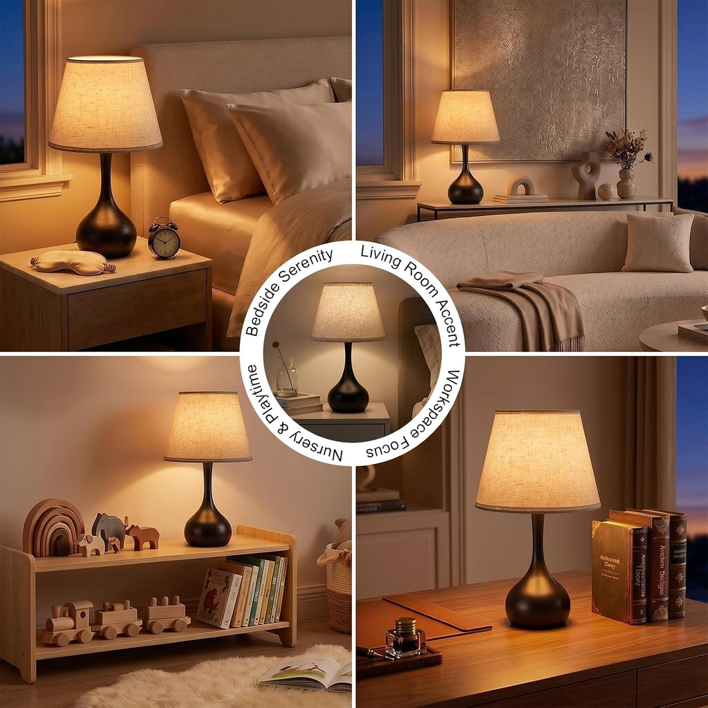 Norvani Touch Bedside Table Lamp – 3-Way Dimmable with Fabric Shade